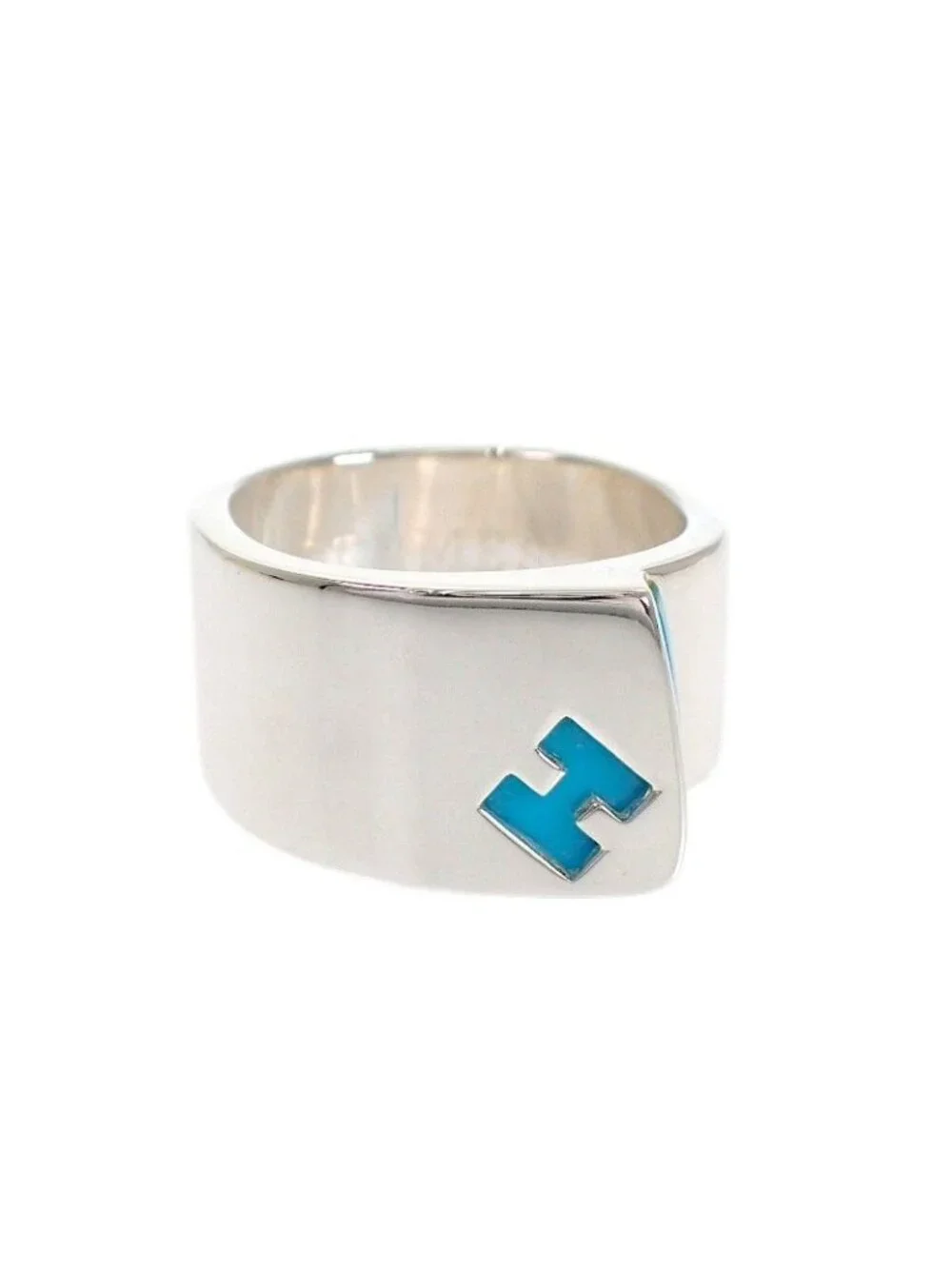 Hermes Candy Ring Vintage 925 Sterling Silver Blue Discontinued